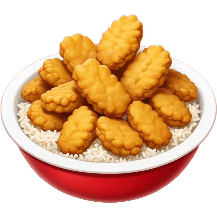 Bol carton de couleur rouge avec nuggets mélanger avec du riz emoji