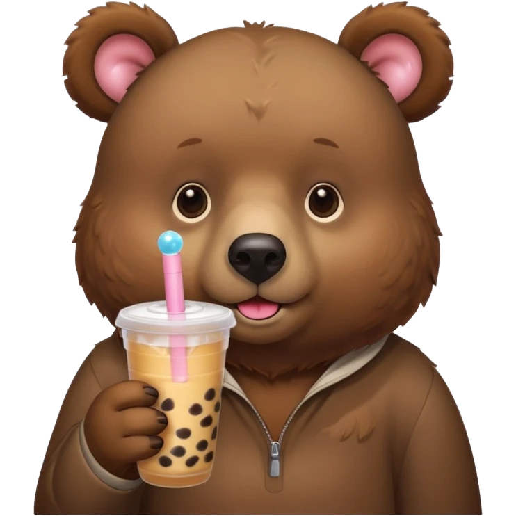 bear drinks bubble tea emoji