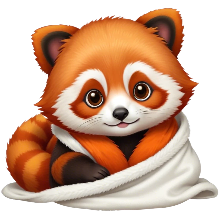 baby red panda cozy in blanket emoji