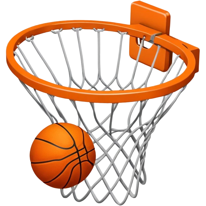 Basketball falling through the center of a hoop net, top view emoji