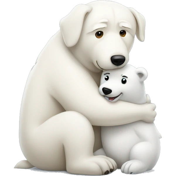 Dog hugging polar bear emoji