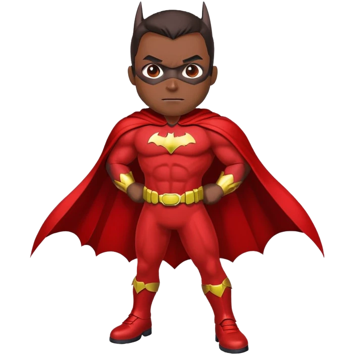 Batman wearing a red suit emoji