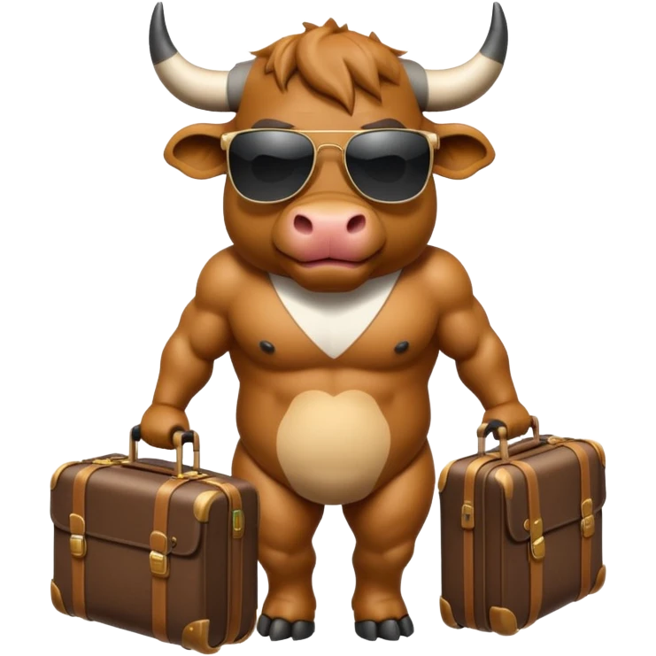 generate an emoji of a bull that is travelling. maybe wearing sunglasses or drinking a drink or carrying a suitcase emoji