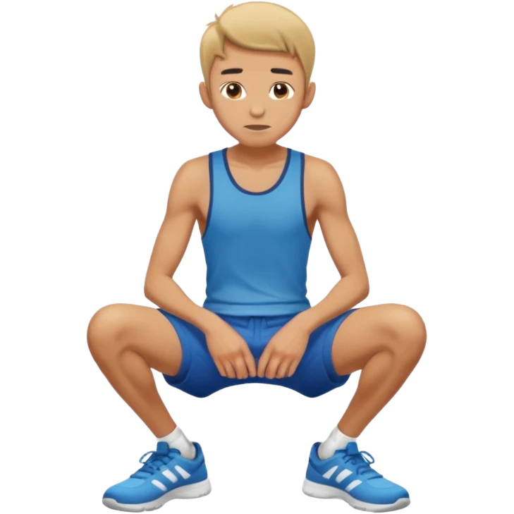 A skinny man squatting with his hands on his knees emoji