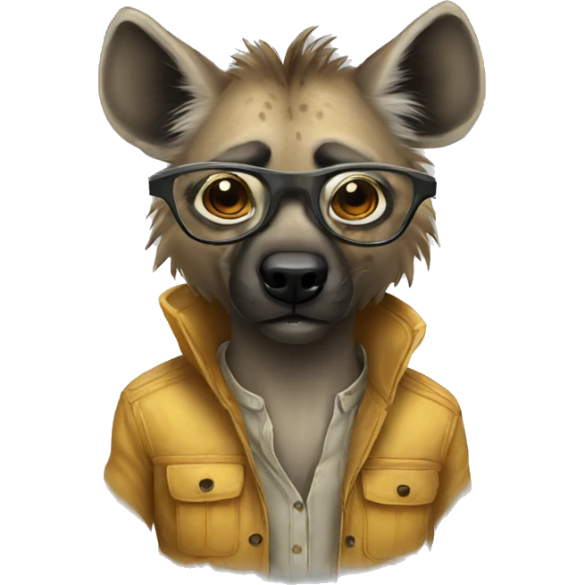 Hyena with glasses emoji
