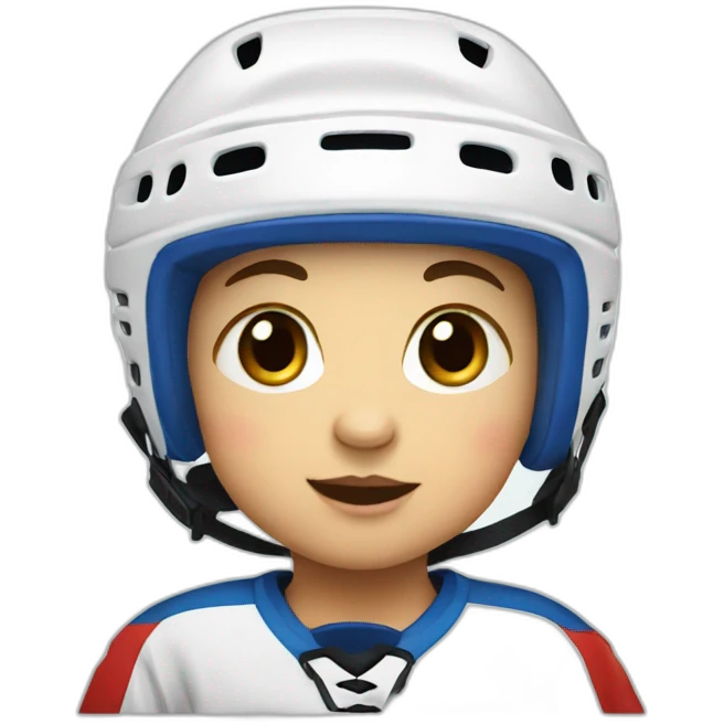 baby hockey player wearing red helmet emoji