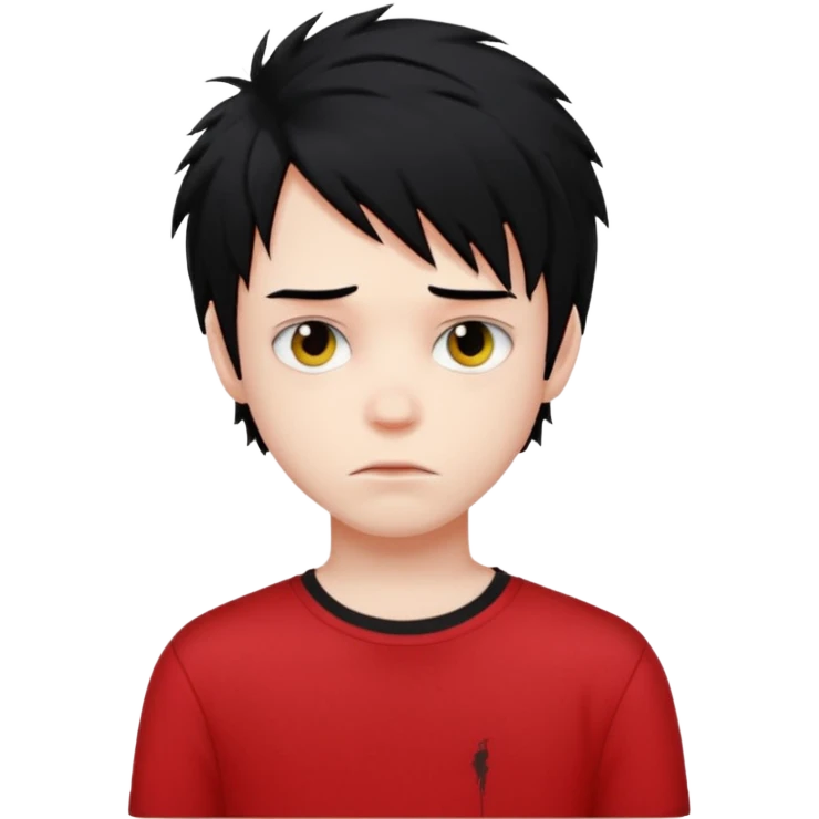 zombie boy with messy black hair and red shirt emo emoji