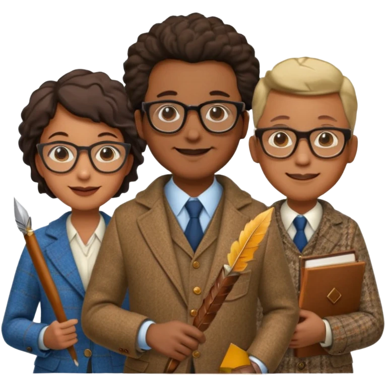 A giant quill and three professors emoji