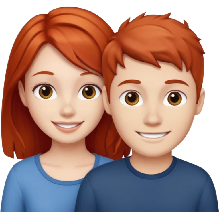 red head girl with brunette boy couple emoji