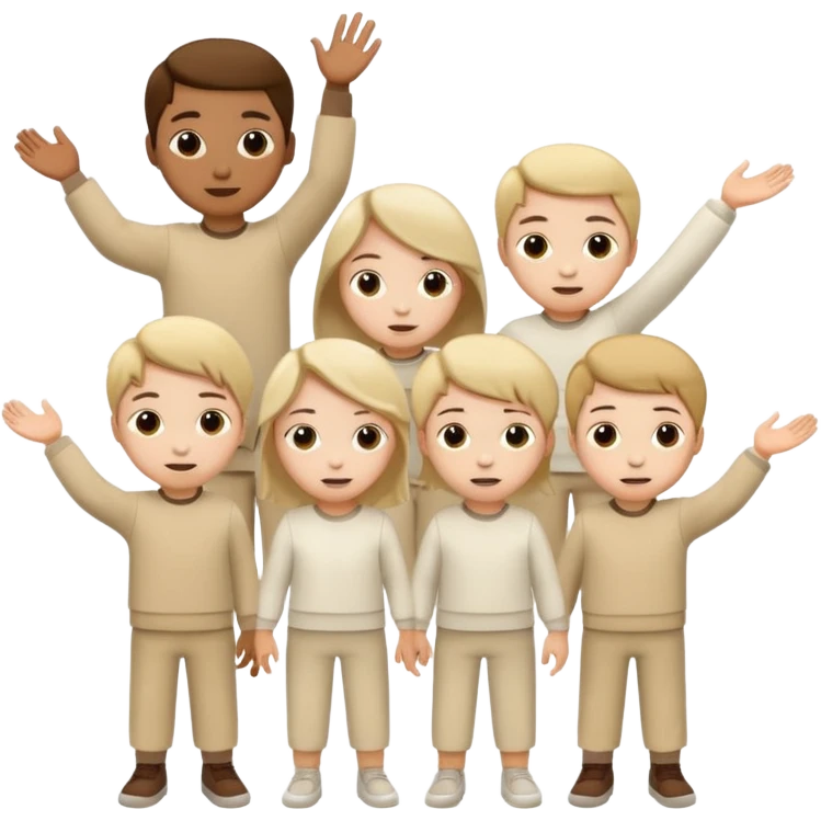 Chaos with children in beige and white clothes  emoji