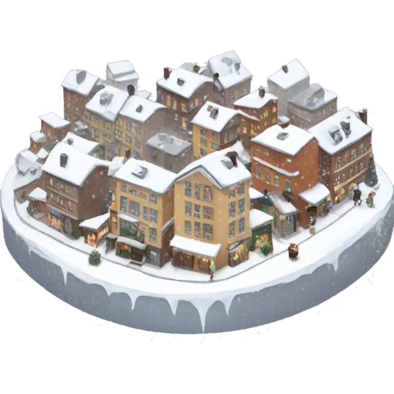 Snow falling ona tiny city  emoji