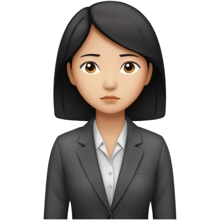 sad asian women office worker emoji