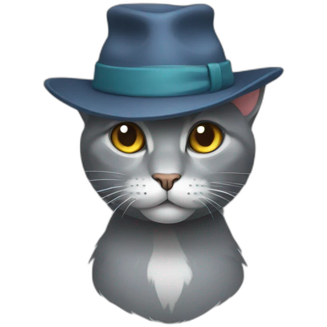 Grey Cat with hat emoji