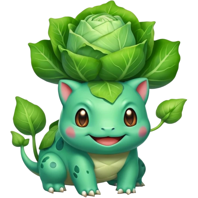 Bulbasaur with a green closed cabbage-like-sprout-bulb on back  emoji