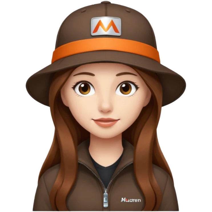 dziewczyna w długich brązowych włosach z czapką mclarena f1 emoji