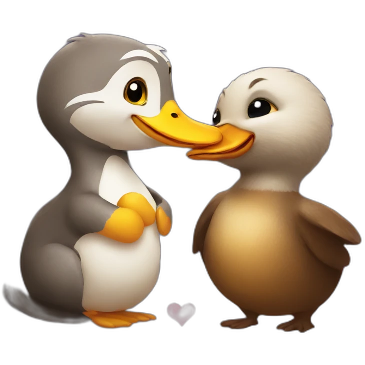 Otter and duck being in love emoji