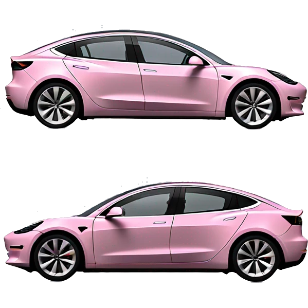 Pink Tesla model 3 side view emoji