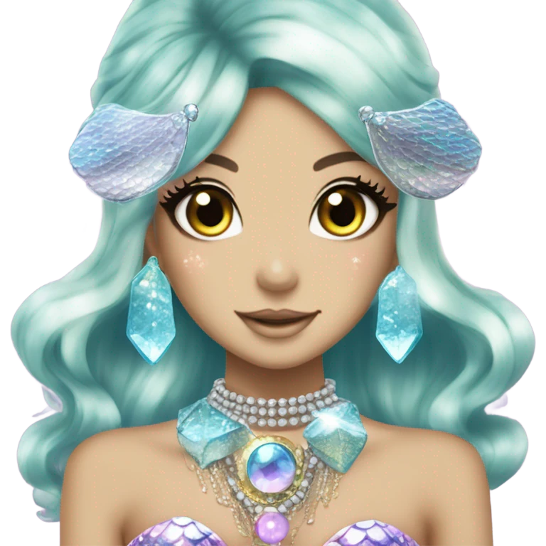 mermaid hime gyaru girl with fish scales, jewerly emoji