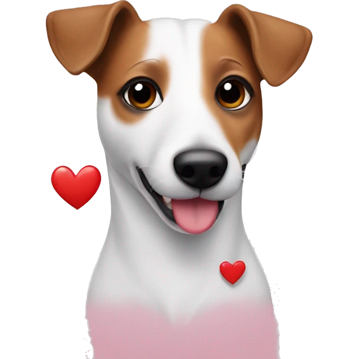Jack Russell with a heart emoji