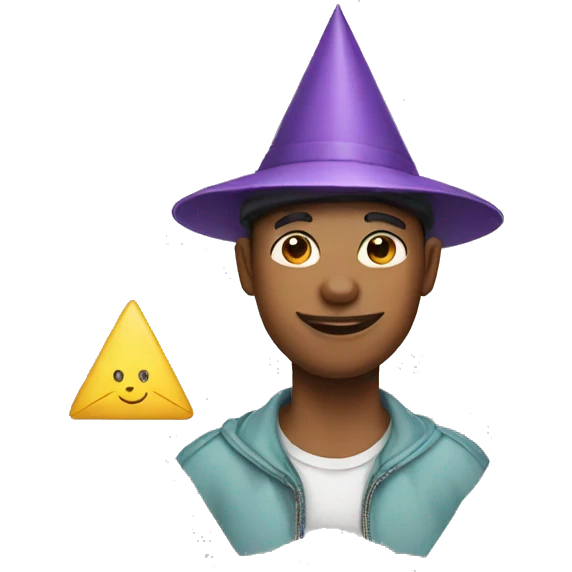 guy with triangle hat and bunny teeth emoji