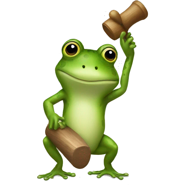 Frog holding a mallet emoji