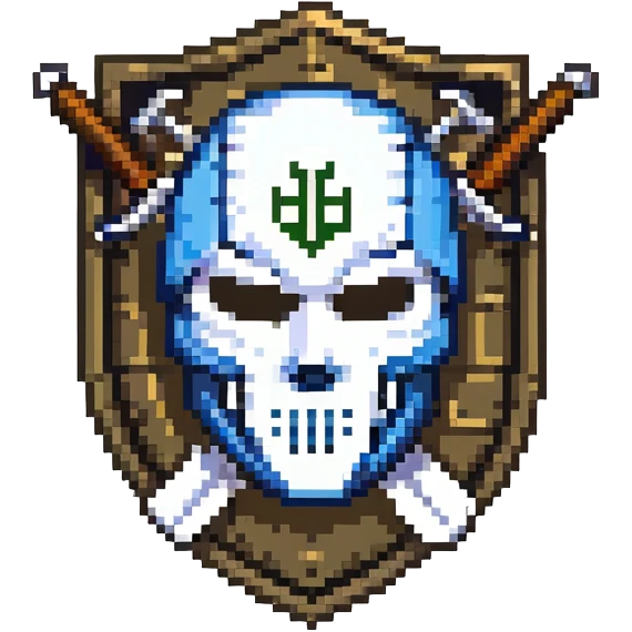 Shield badge with a hacker mask and crossed swords, dark themed for cybersecurity professionals emoji