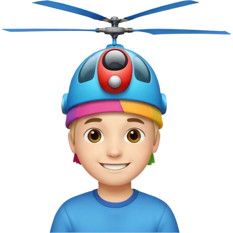 Boy wear colorful Spinning Helicopter hat emoji
