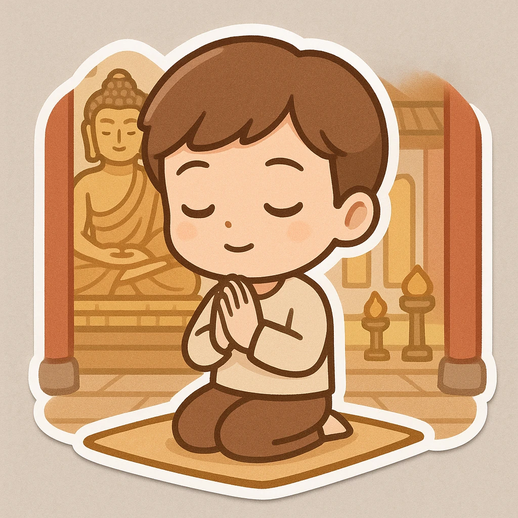 people praying in a Buddhist temple emoji