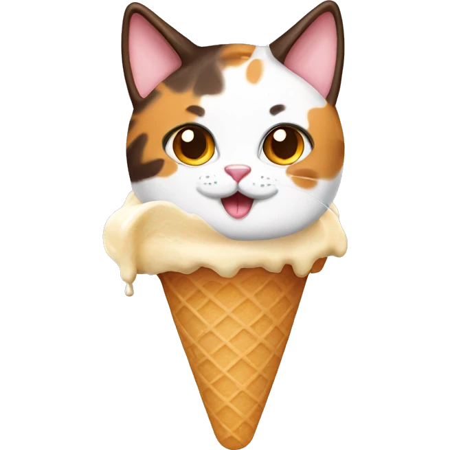 Icecream with calico cat emoji