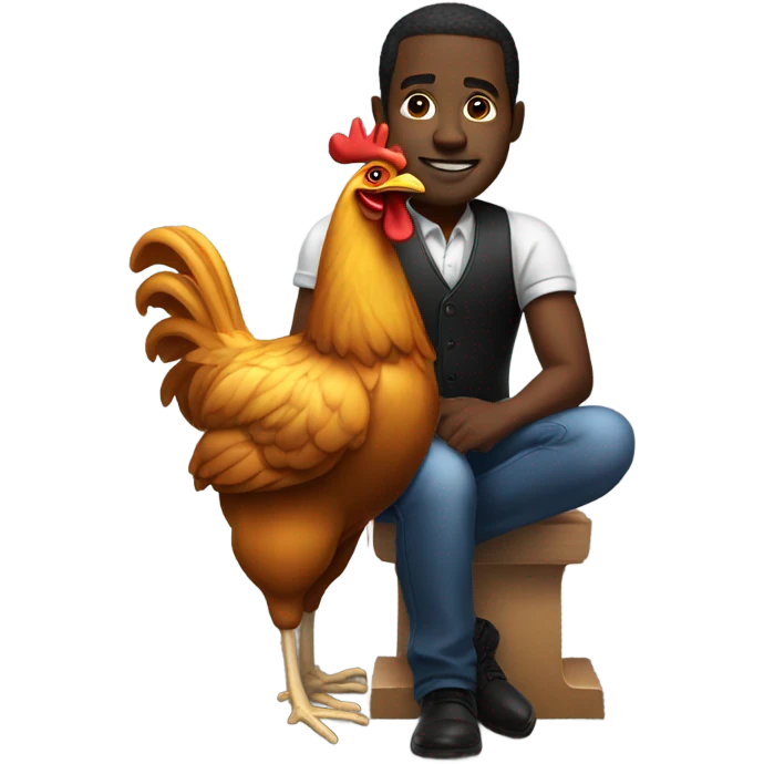 Black man riding a chicken emoji