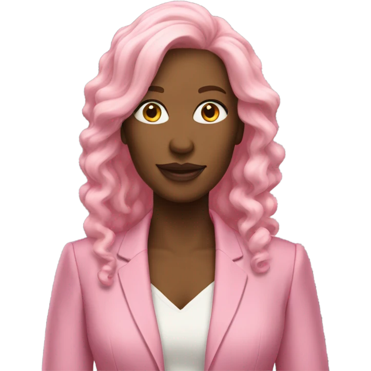 secretary-like white women with loose long pink hair in pink suit emoji
