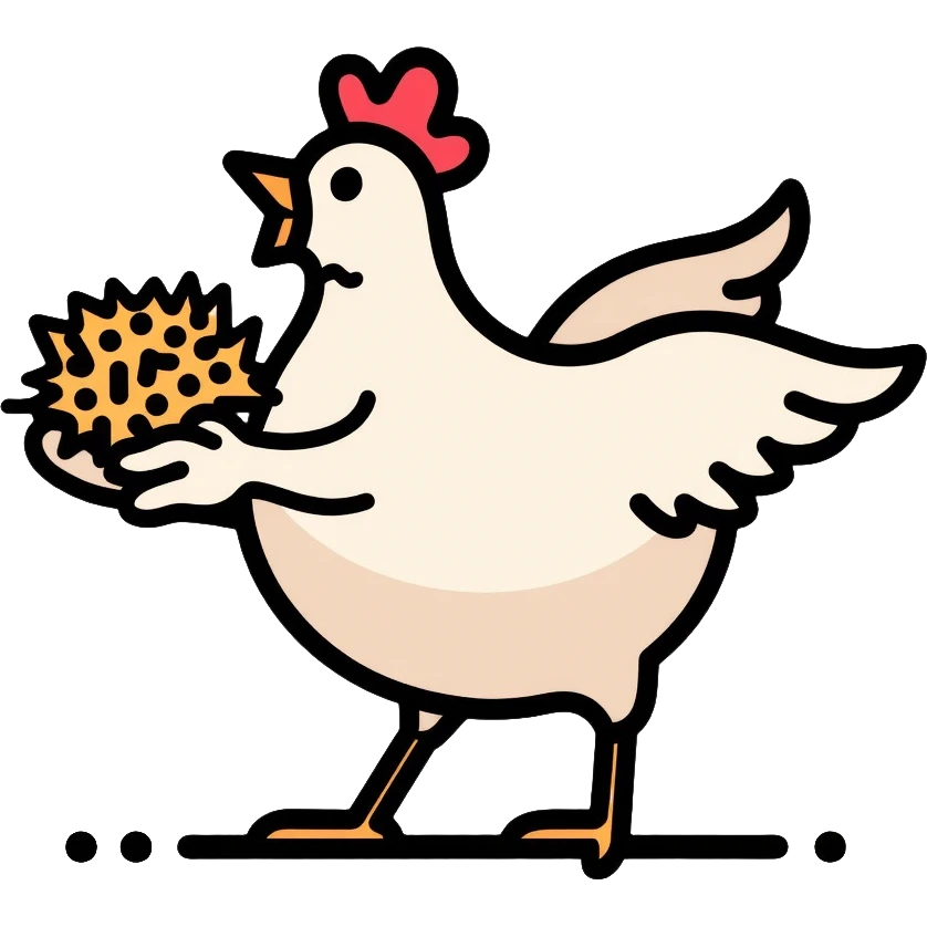 scared white hen holding nest of hay in wings emoji