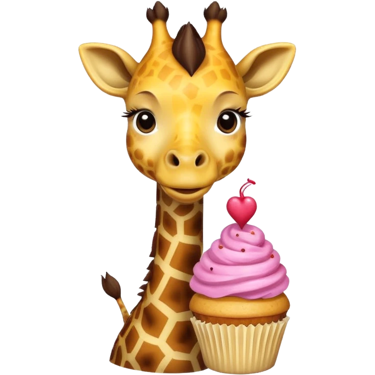giraffe with cupcake emoji