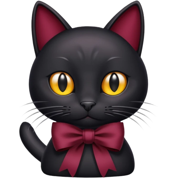 Black cat with burgundy 🎀 emoji