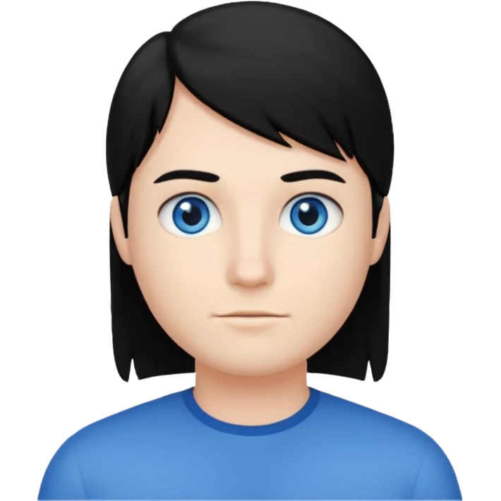 موی سیاه و لخت صورت گرد بدون ریش و سبیل چشم آبی emoji