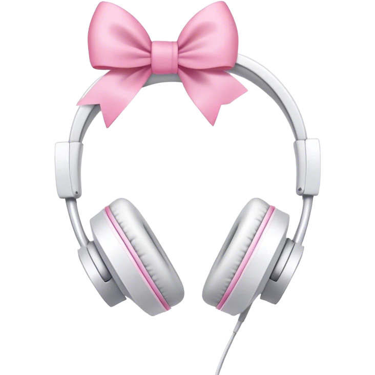 White aesthetic headphones with bow emoji