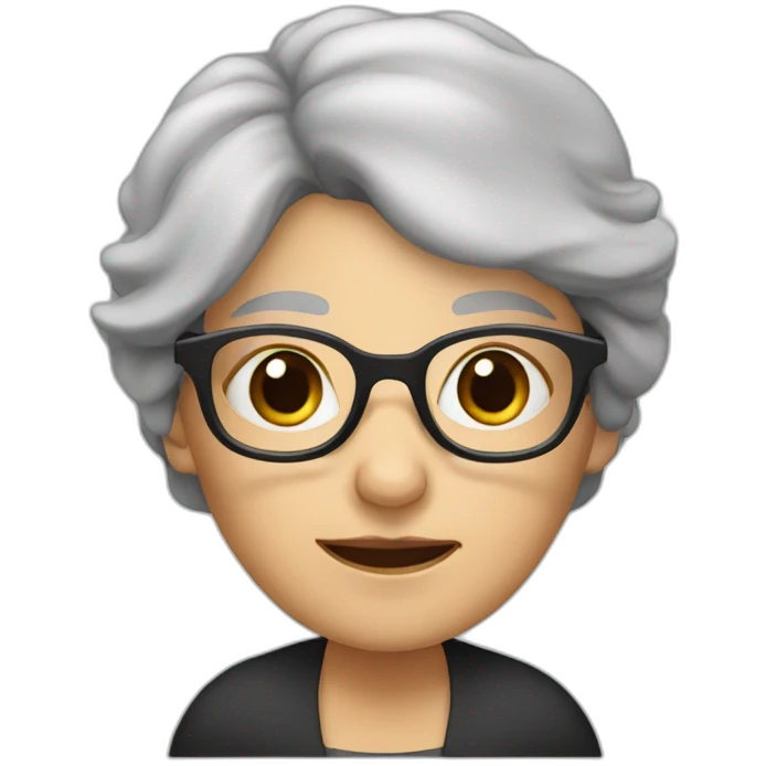Old woman With black hair. glasses emoji