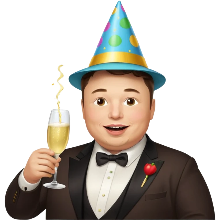 overweight happy realistic elon musk partying emoji