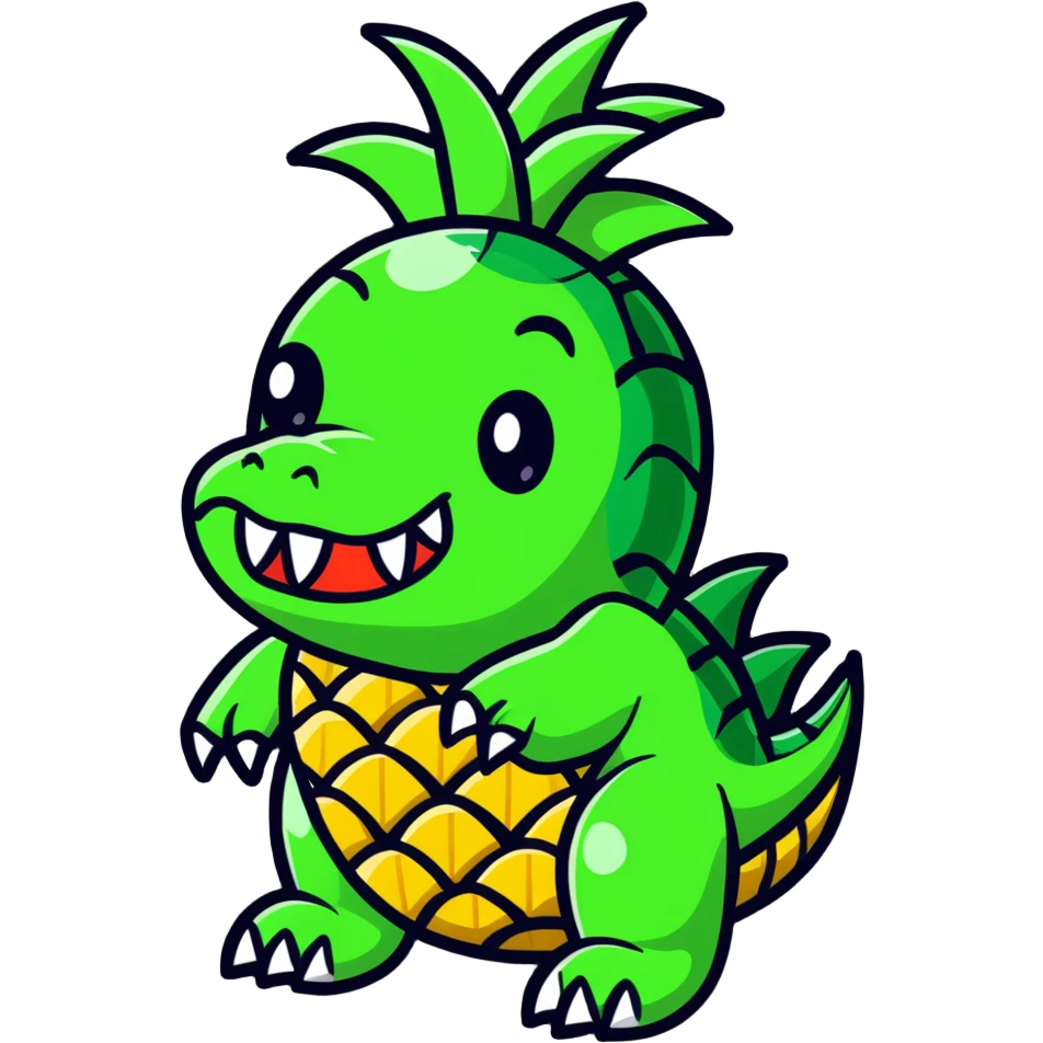 Pineapple with crocodile teeth emoji