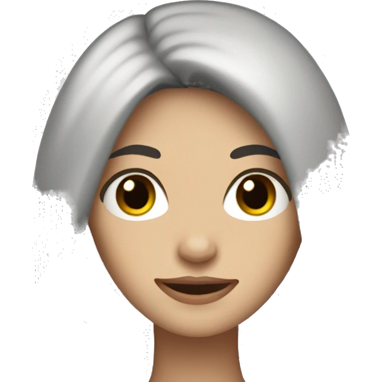 White woman with long black hair and black and brown eyes. emoji
