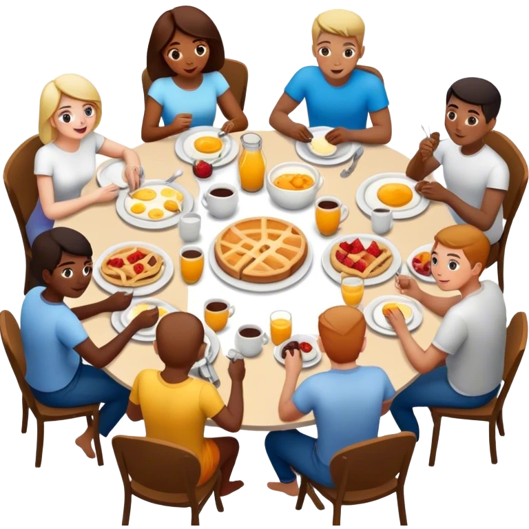 gente desayunando en una mesa grande emoji