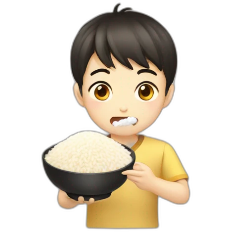 japanese boy eating rice emoji