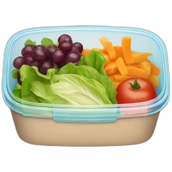plastic lunchbox of salad emoji