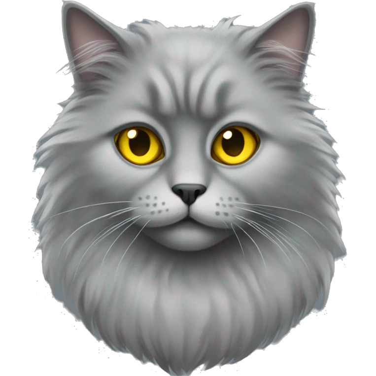 Grey fluffy cat with yellow eyes  emoji