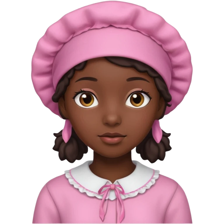 Black girl with pink bonnet teen emoji