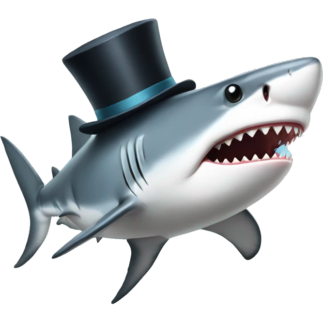 Shark with a top hat emoji
