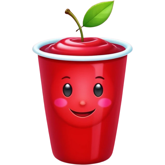 Cherry red on aColorful fruits with glowing antioxidant particles, cell protection, bright clean colors, simple emoji style cup emoji
