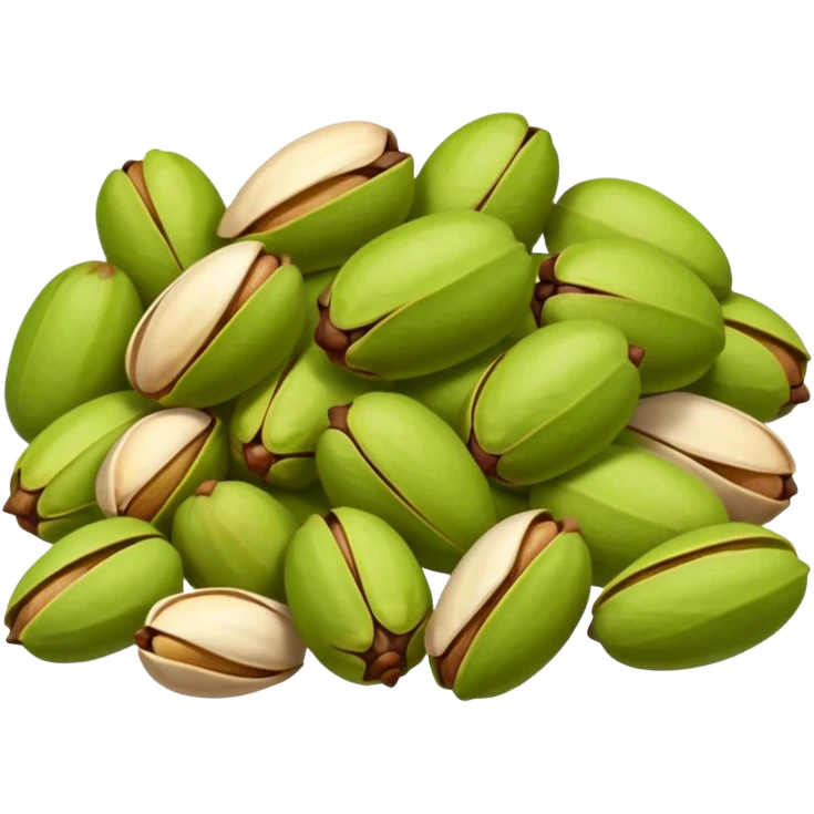 Heap of raw pistachio with shell, natural and organic, close-up view emoji