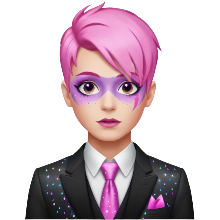pink hair drag king fabulous makeup with glitter emoji