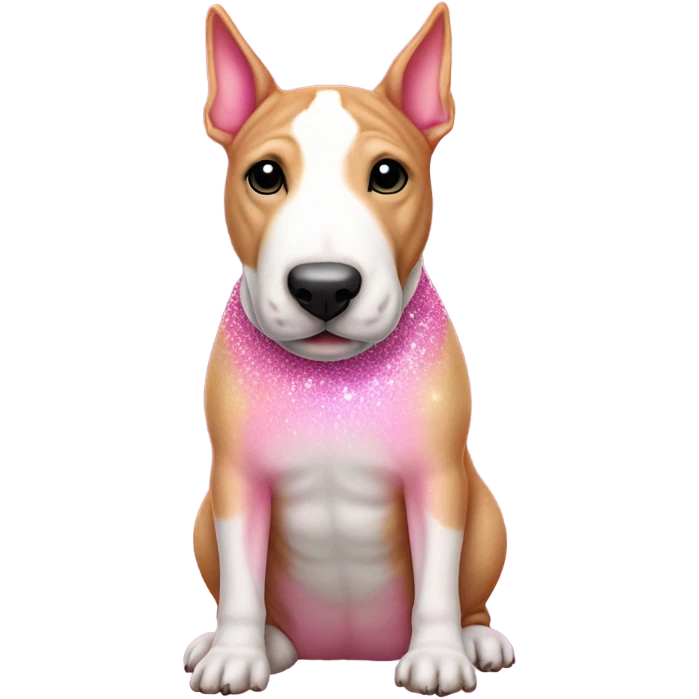 Pink ombre full-body bull terrier with glitter emoji